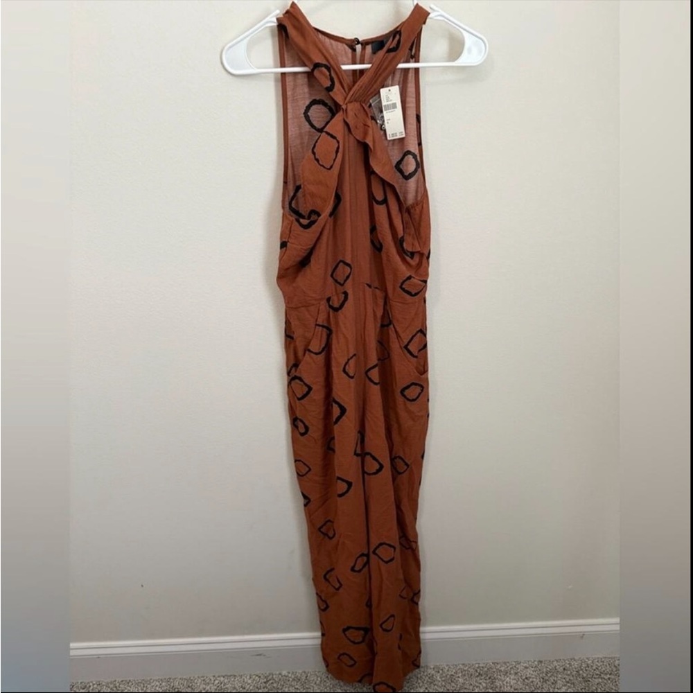 Elegant Orange Patterned Jumpsuit Anthropologie Eva Franco - Picture 4 of 6